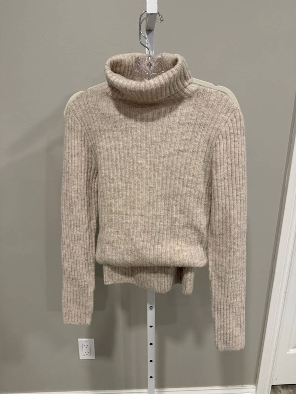 Cozy Cream Ribbed Turtleneck Sweater and skirt set
